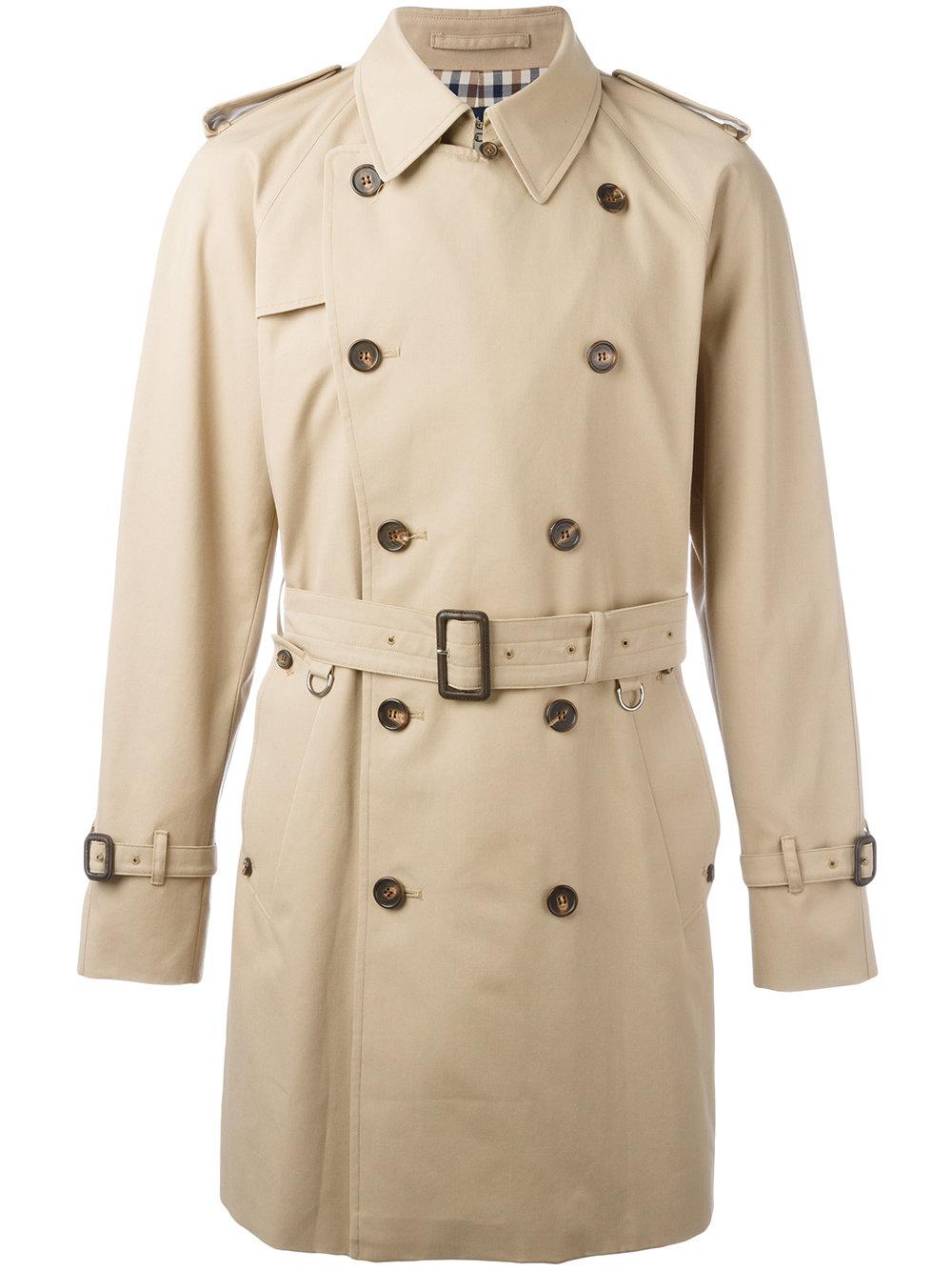 Aquascutum Double Breasted Trench Coat in Natural for Men Lyst